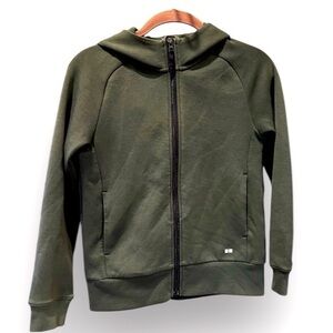 🐠 Uniqlo olive green zip hoodie sweatshirt size 9-10
